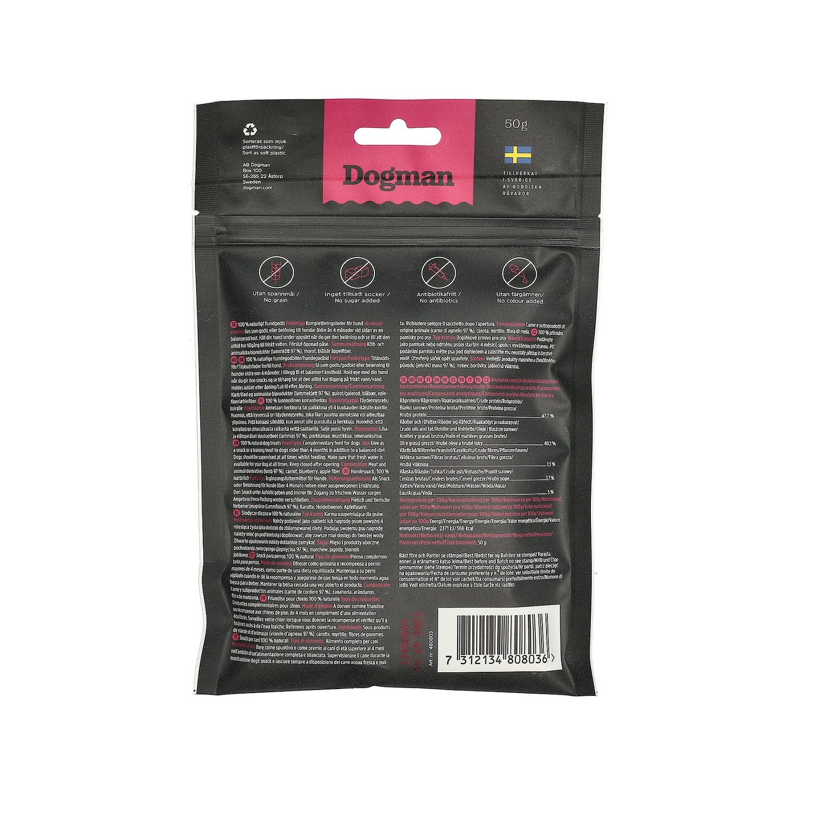 Dogman Frystorkat Snacks Lamm 50 g