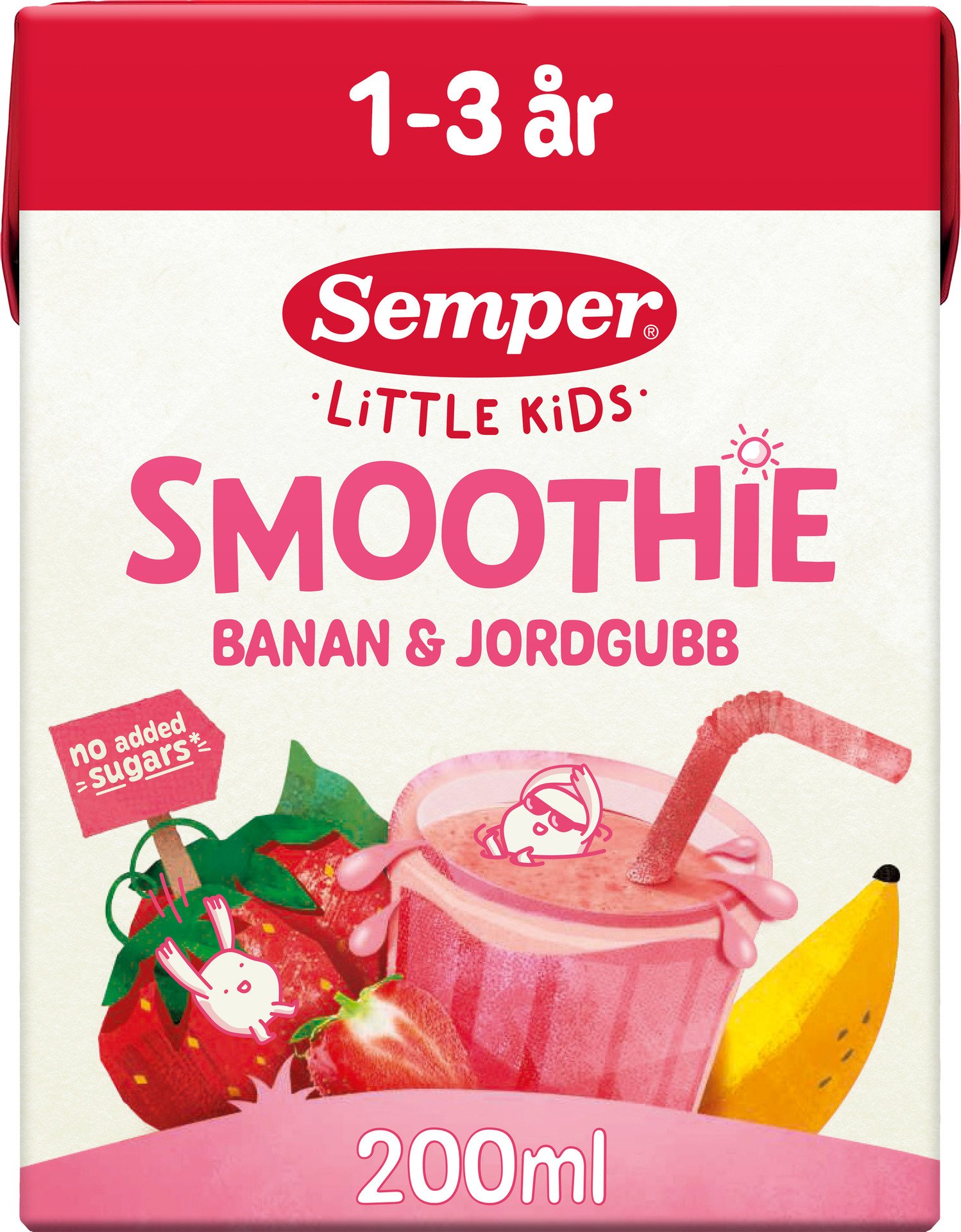 Semper Little kids Smoothie Banan & Jordgubb 200 ml