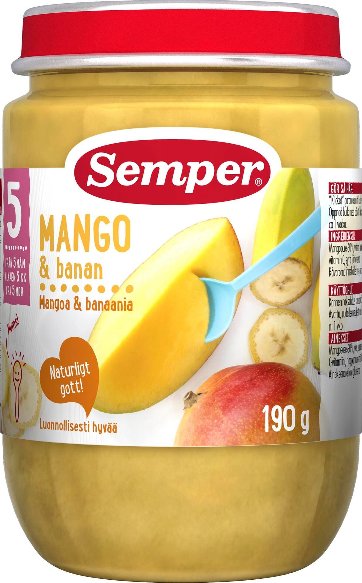 Semper Mango och Bananpuré från 5 månader 190g