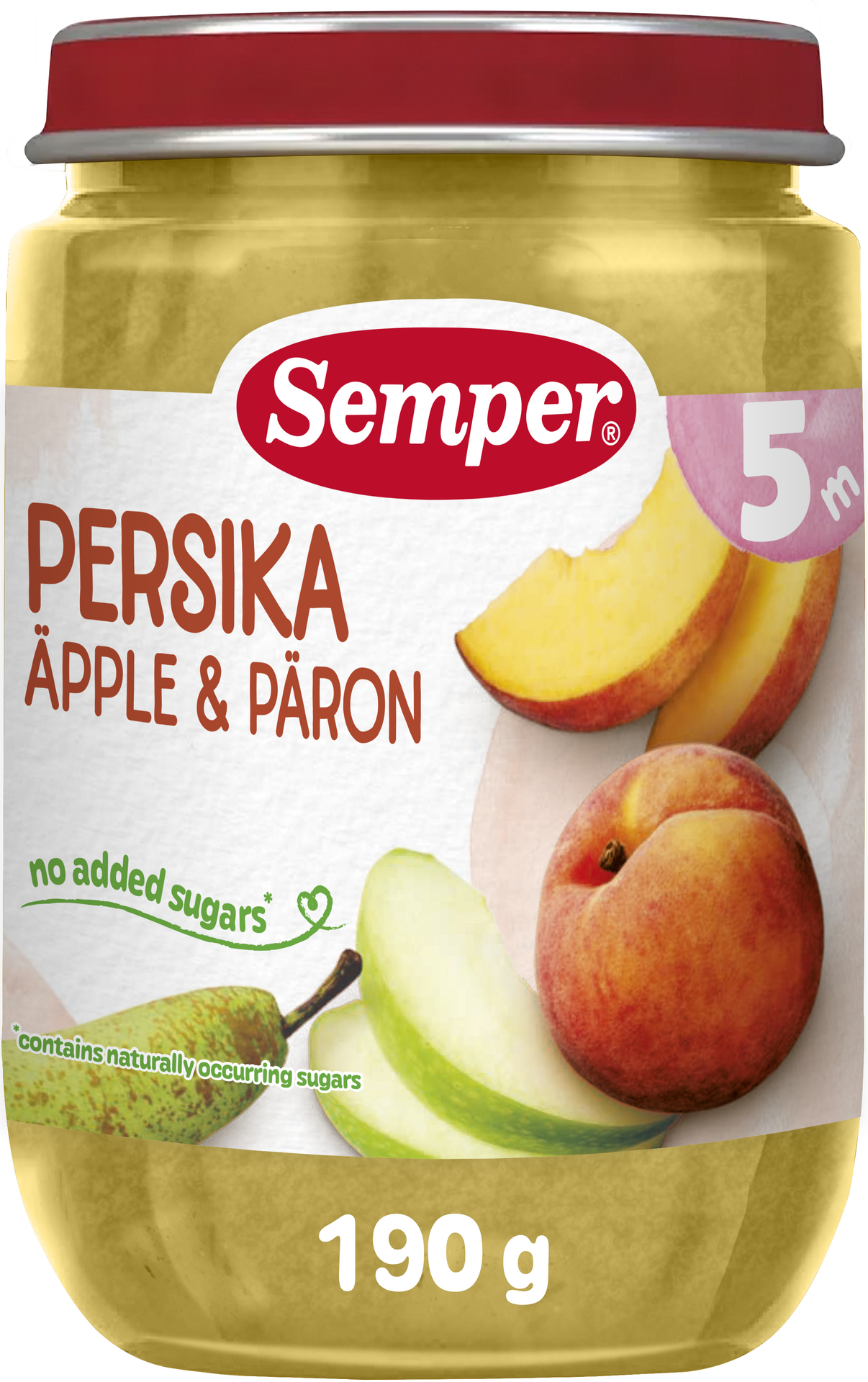 Semper Persika, Äpple & Päron 5 månader 190 g