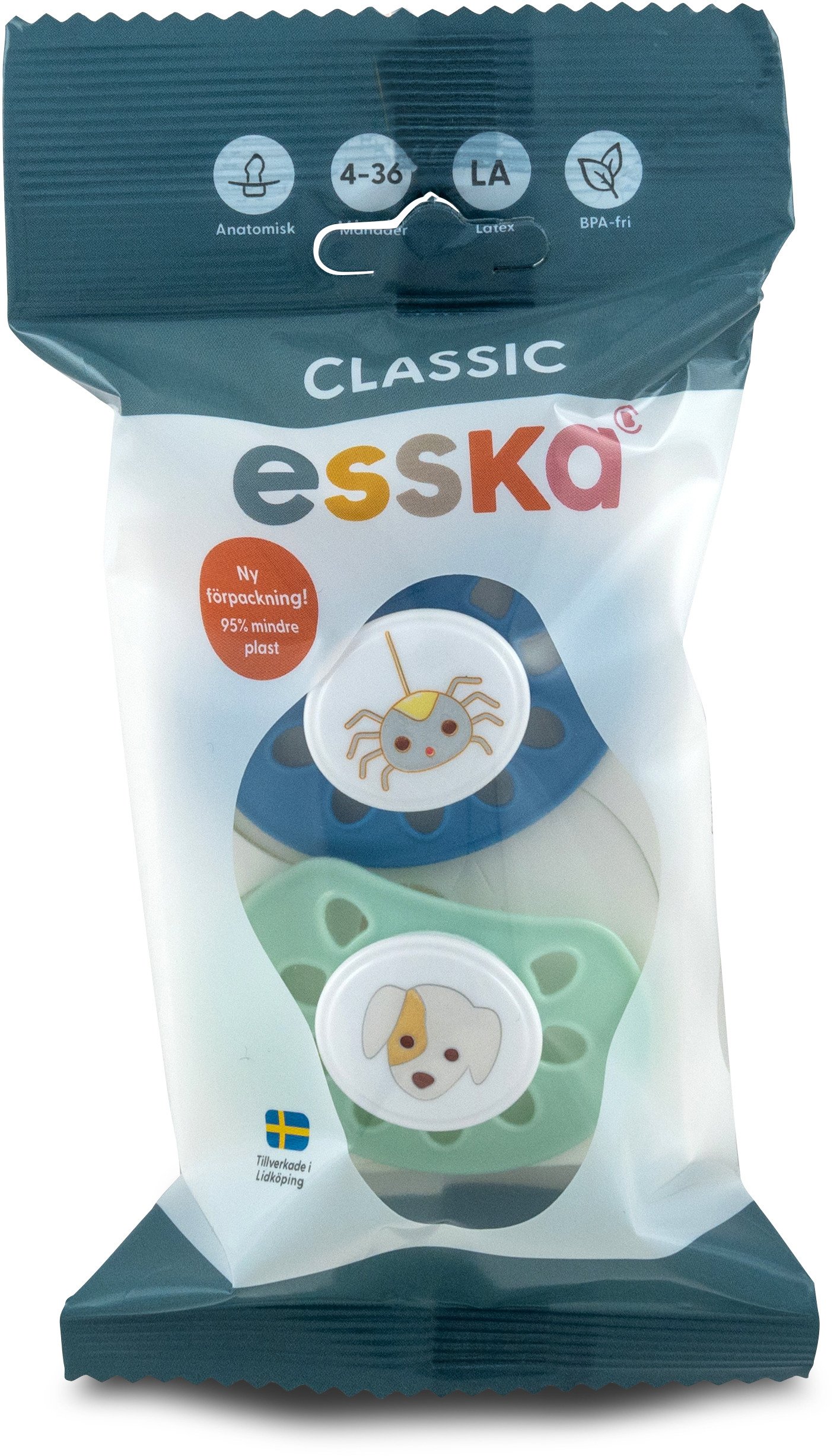 esska Classic Nappar 4-36 Månader Latex 2 st - Olika färger och motiv