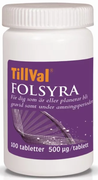 Tillval Folsyra Kosttillskott Gravid 100 tabletter