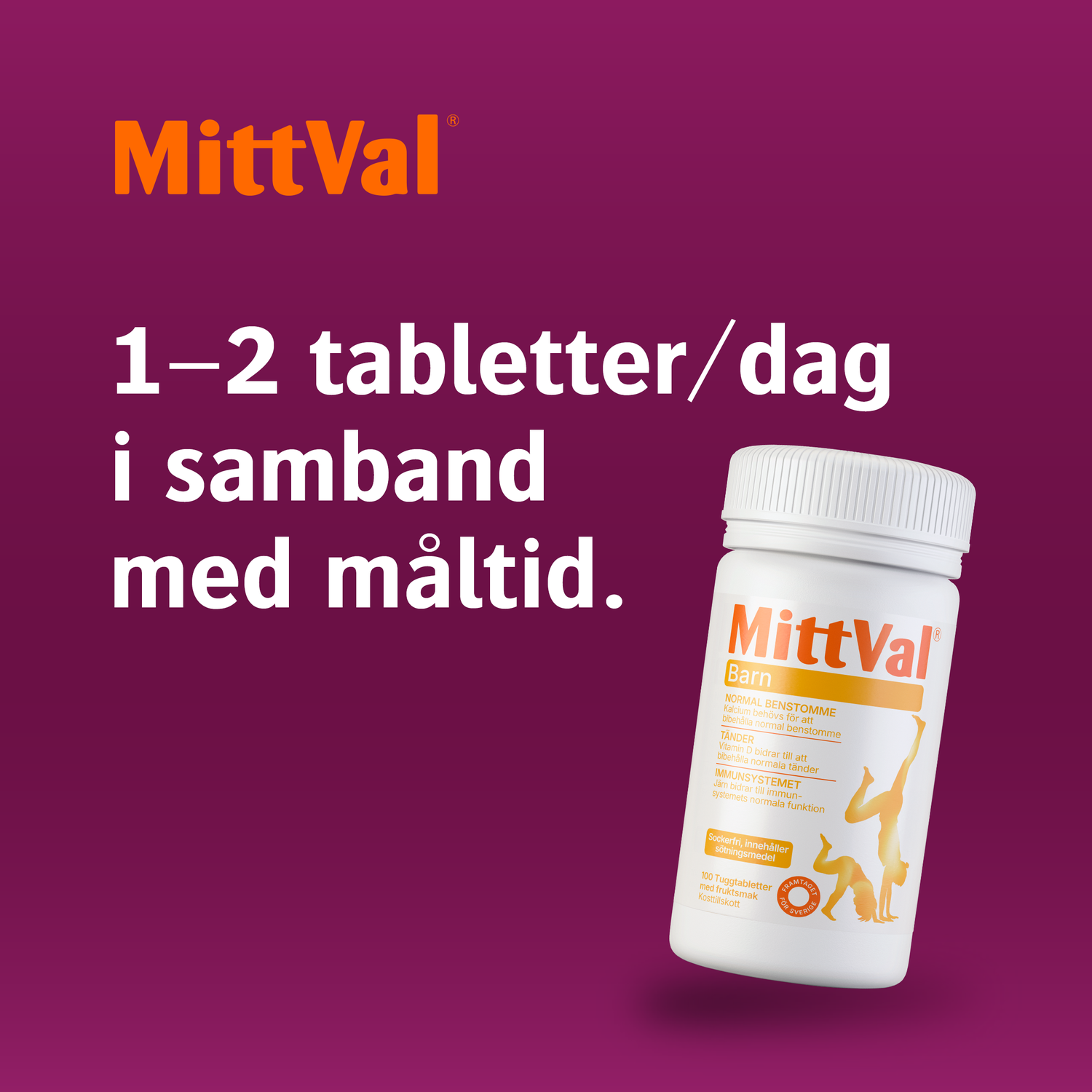 MittVal Barn 4-12 År 100 tuggtabletter