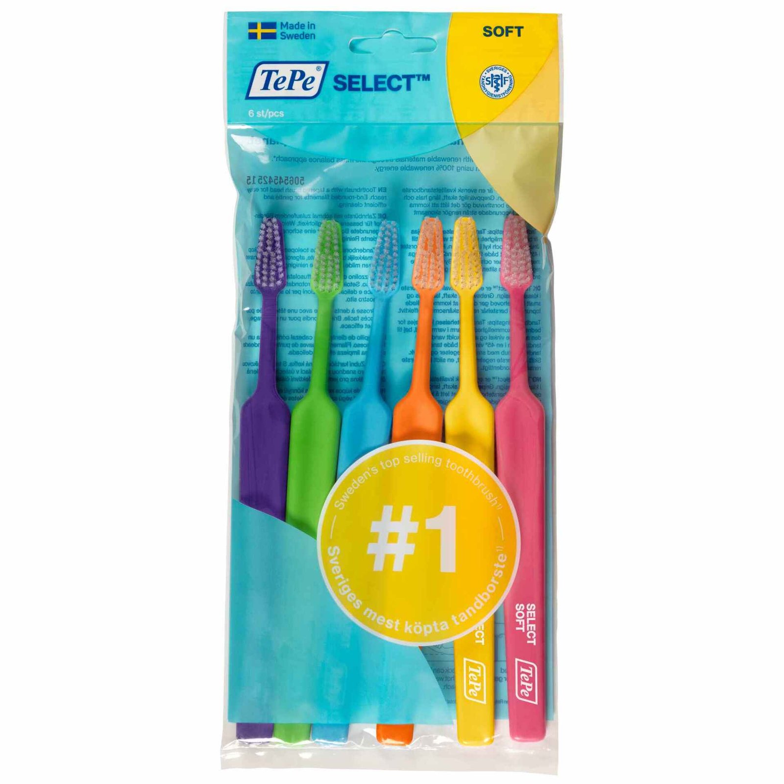 TePe Select Soft Tandborste 6-pack - Olika färger