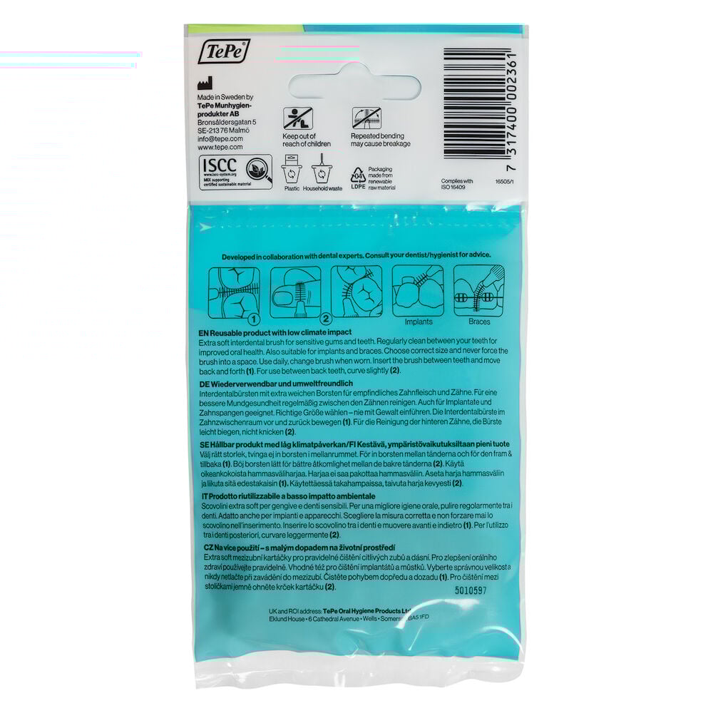 TePe Mellanrumsborste Extra Soft 0,8mm Grön 8-pack