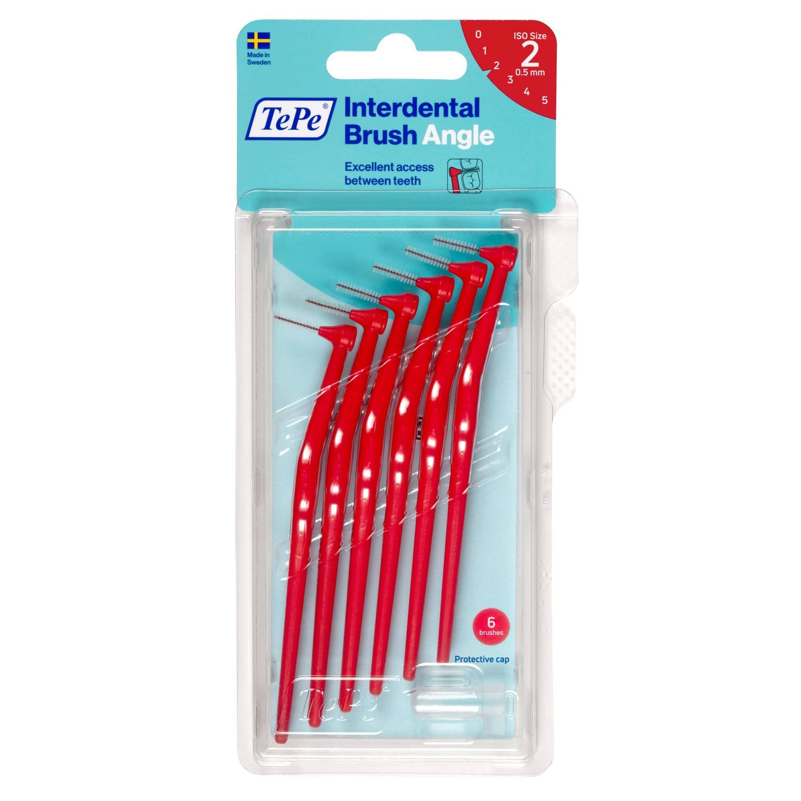 TePe Angle Vinklad Mellanrumsborste 0,5mm Röd 6-pack