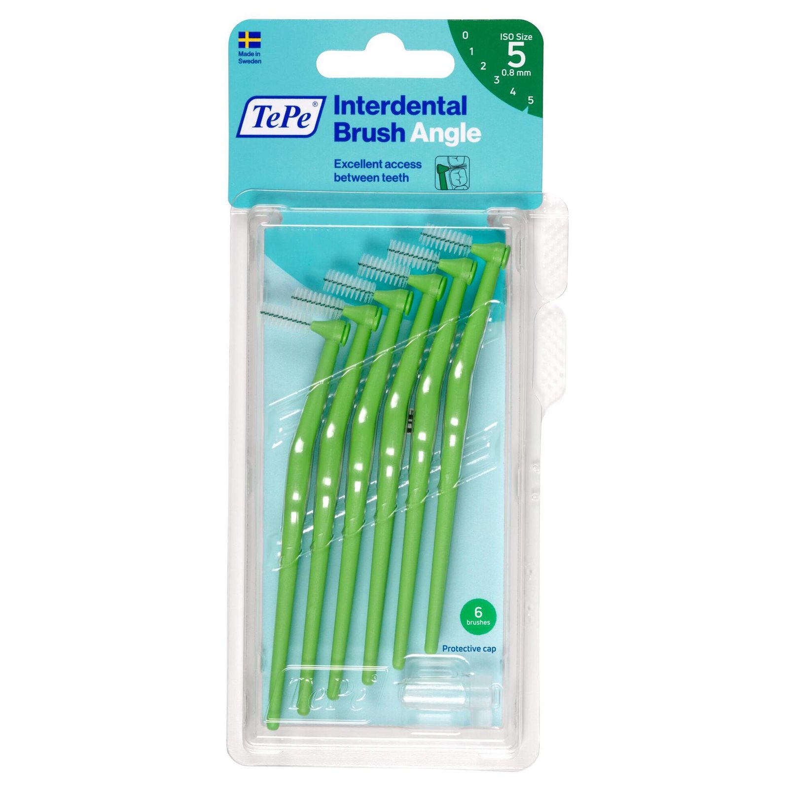 TePe Angle Vinklad Mellanrumsborste 0,8mm Grön 6-pack