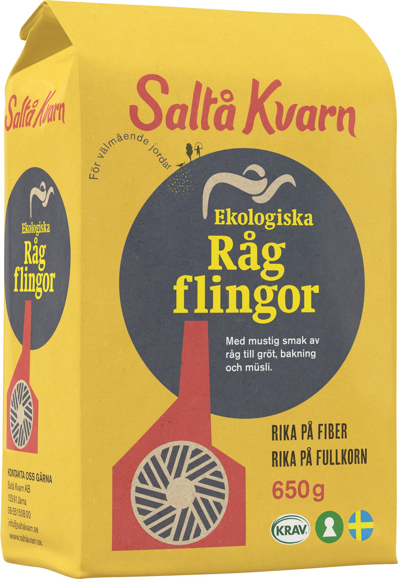 Saltå Kvarn Ekologiska Rågflingor 650g