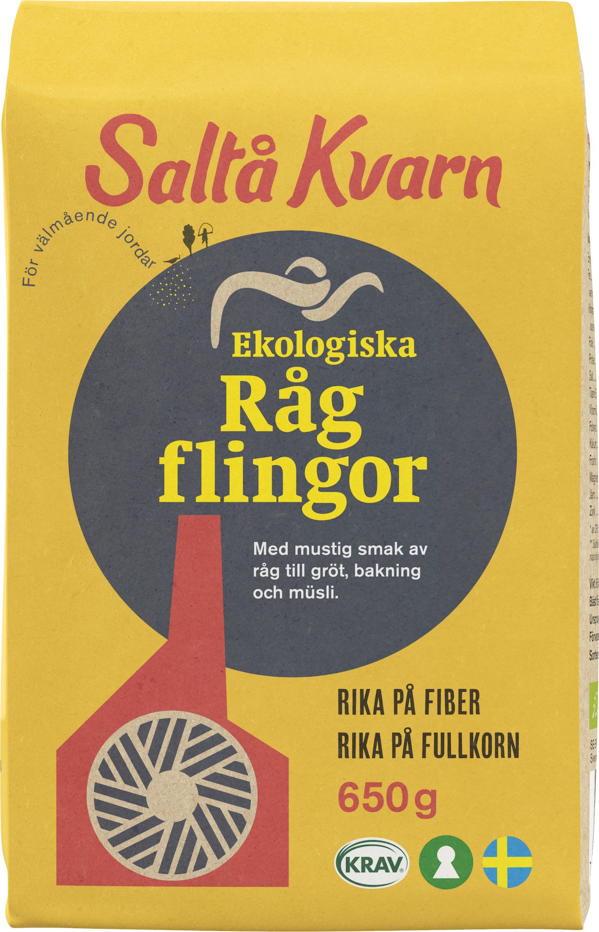 Saltå Kvarn Ekologiska Rågflingor 650g