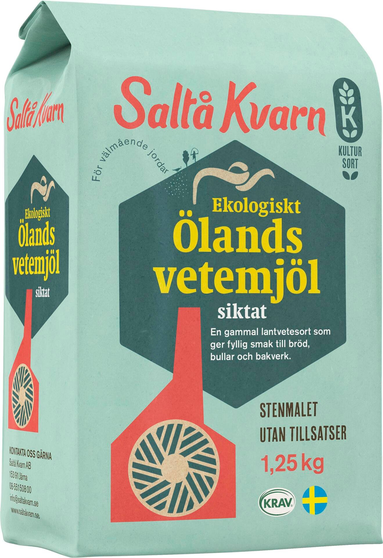 Saltå Kvarn Ekologiskt siktat mjöl av Ölandsvete 1.25 kg KRAV