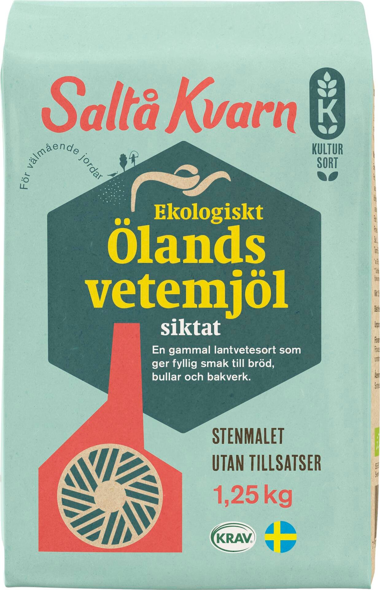 Saltå Kvarn Ekologiskt siktat mjöl av Ölandsvete 1.25 kg KRAV