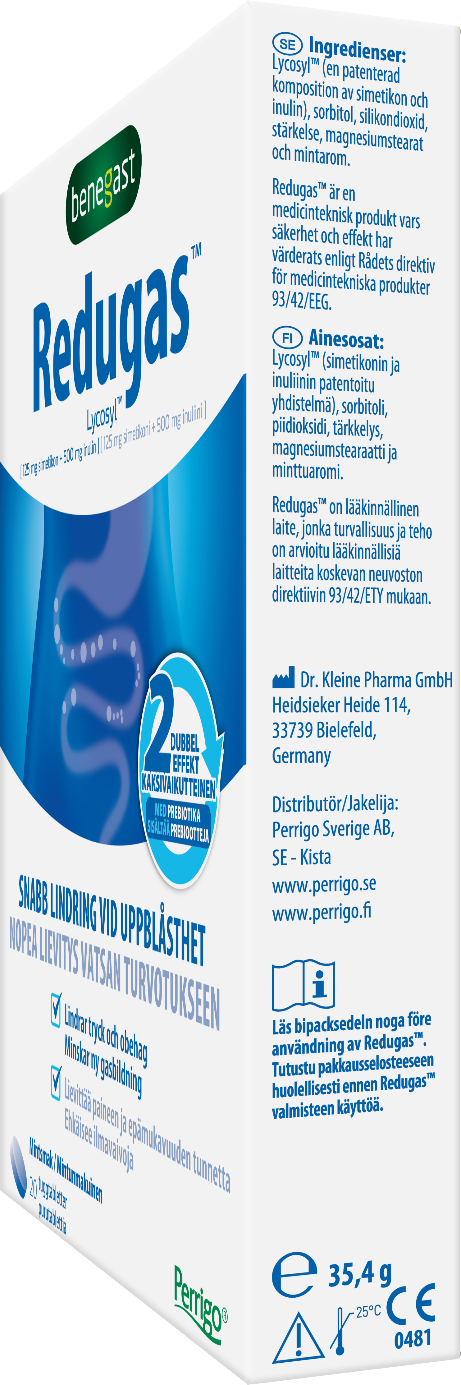 Benegast Redugas Chewable Tablets Peppermint Lindring Vid Gaser 20 tuggtabletter