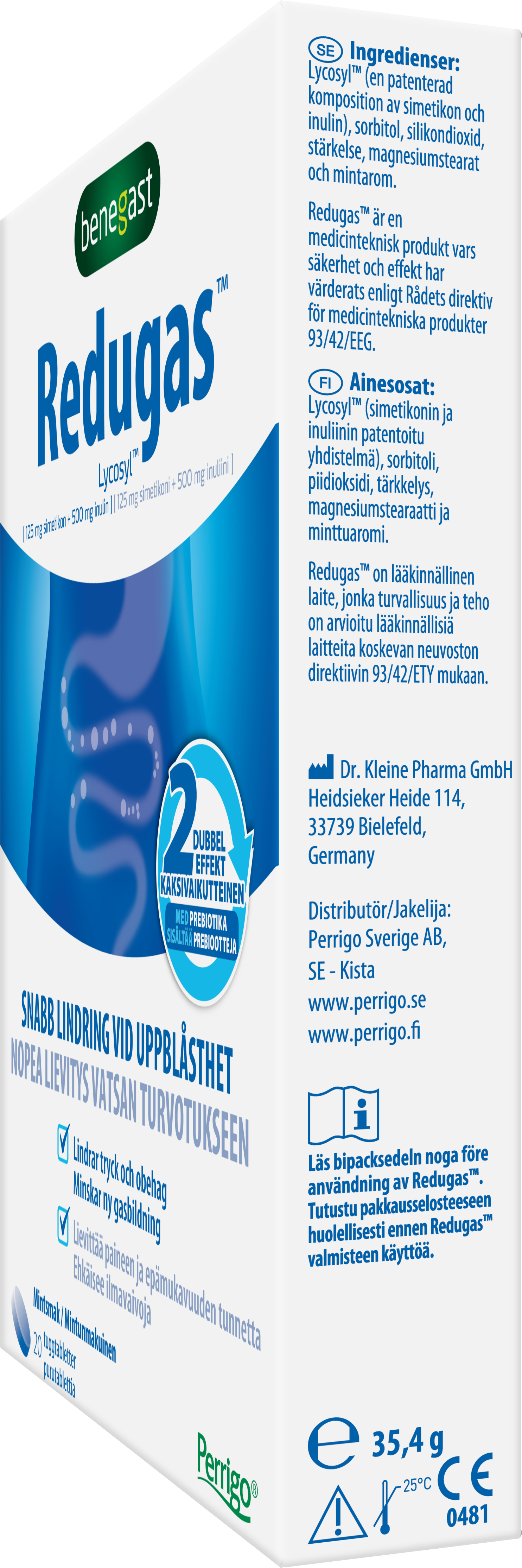 Benegast Redugas Chewable Tablets Peppermint Lindring Vid Gaser 20 tuggtabletter