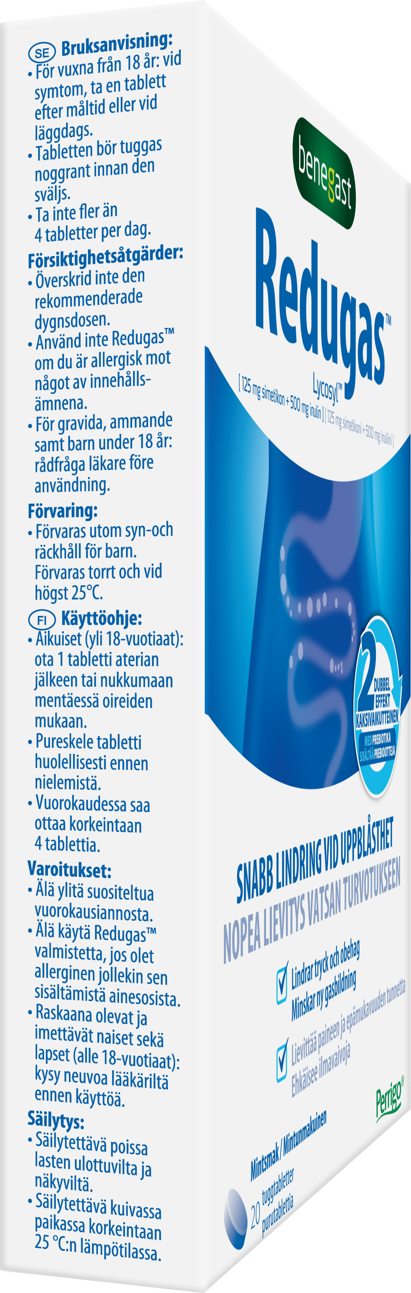 Benegast Redugas Chewable Tablets Peppermint Lindring Vid Gaser 20 tuggtabletter