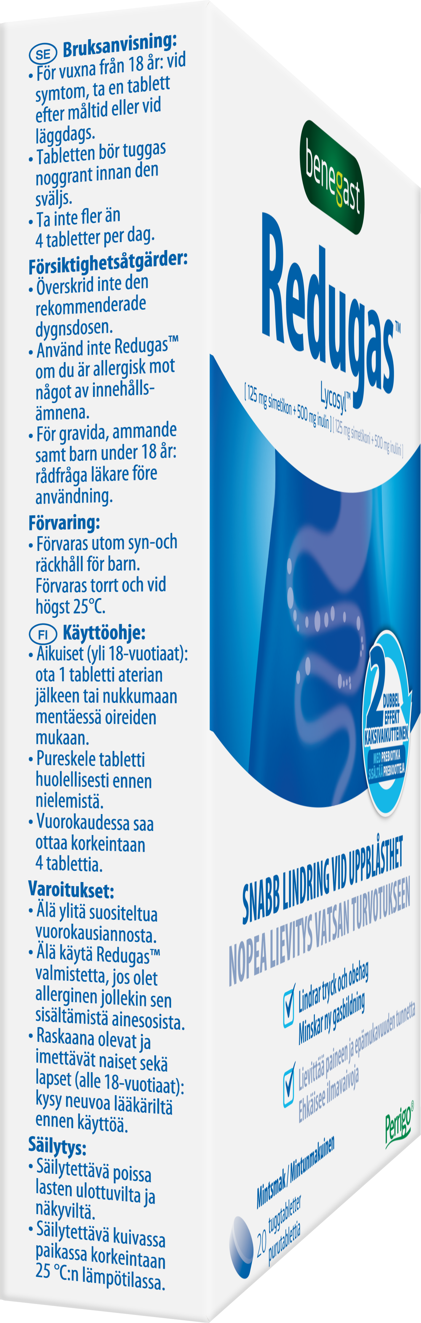 Benegast Redugas Chewable Tablets Peppermint Lindring Vid Gaser 20 tuggtabletter