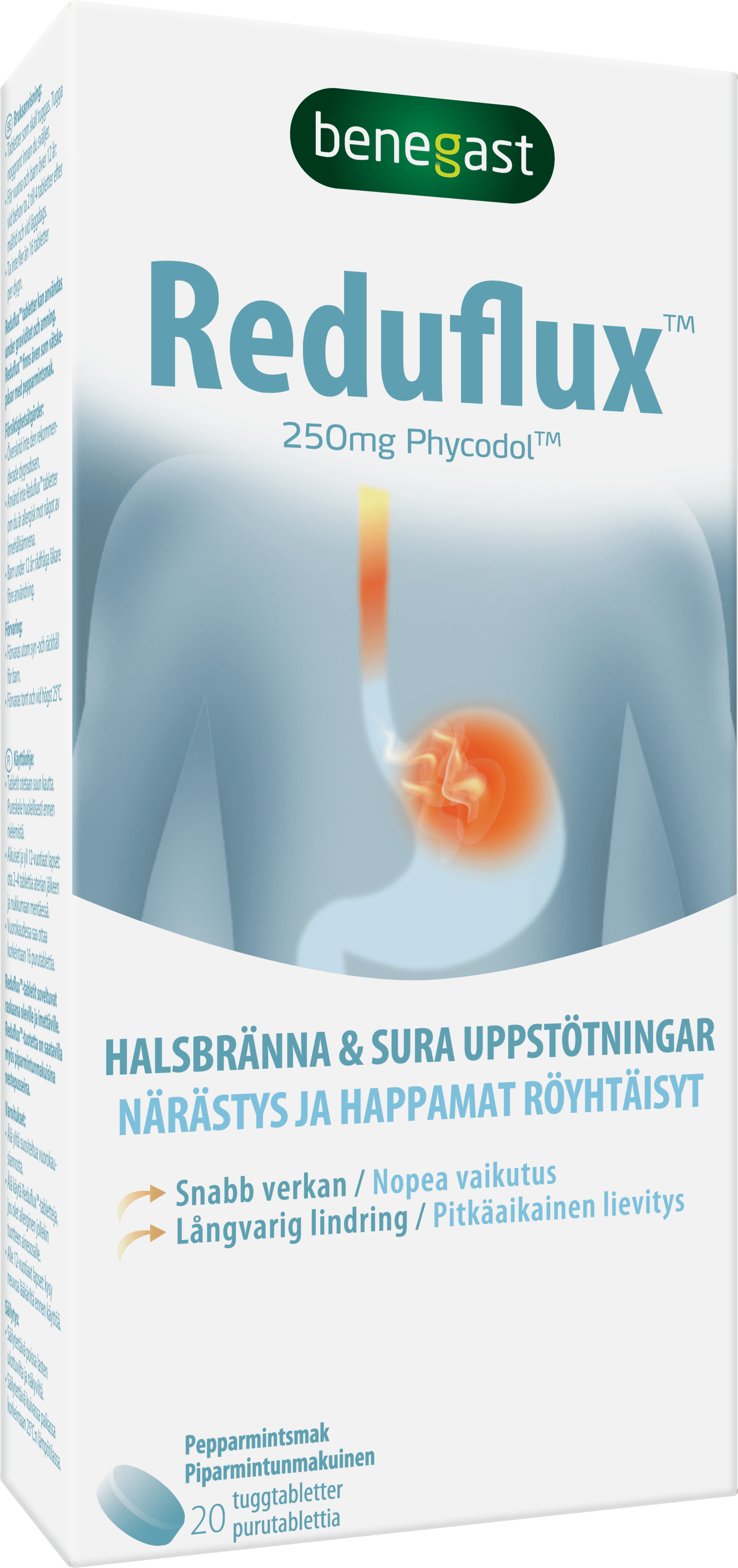Benegast Reduflux Peppermint Mot Sura Uppstötningar 20 tuggtabletter