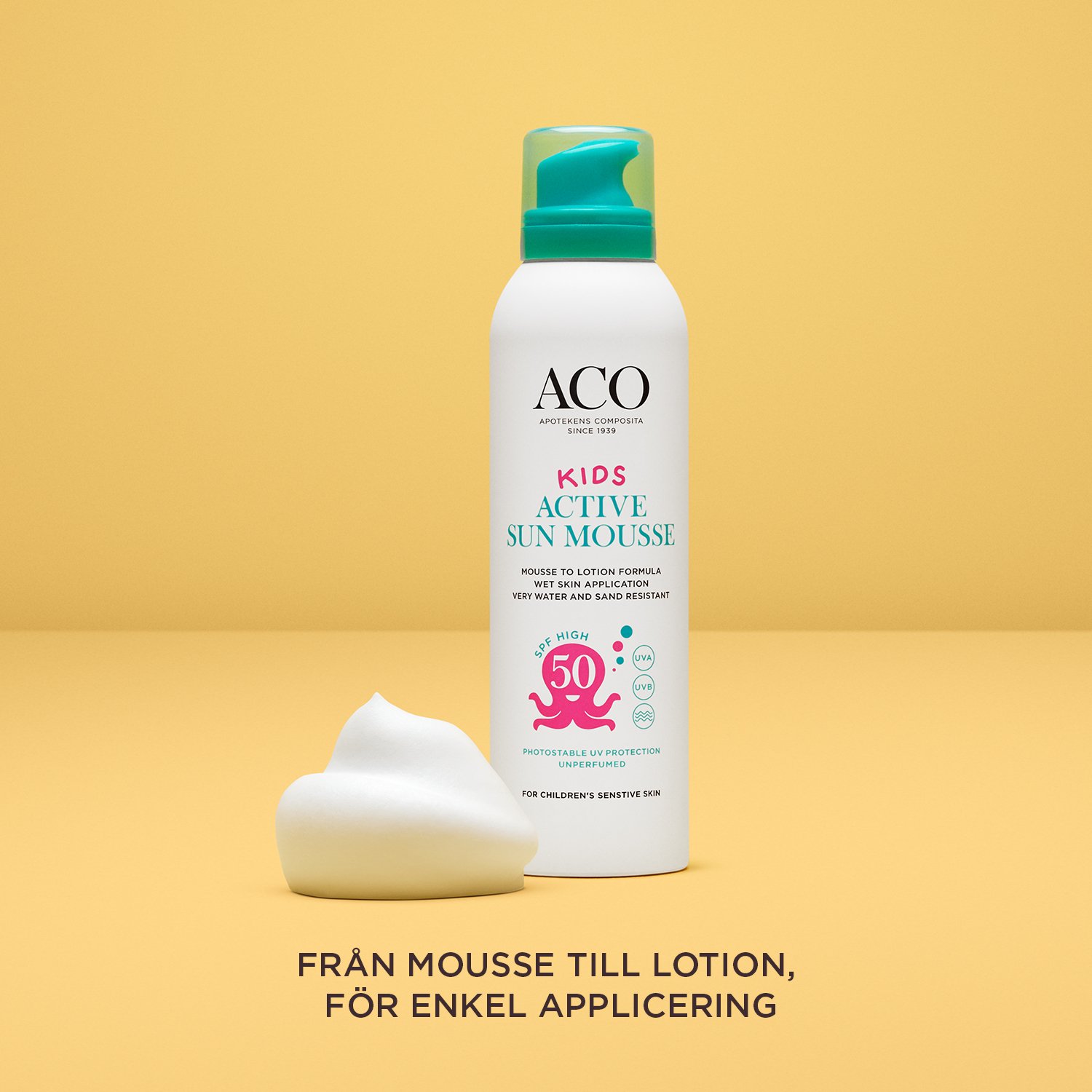ACO Sun Kids Active Mousse SPF50 Oparfymerad 150 ml