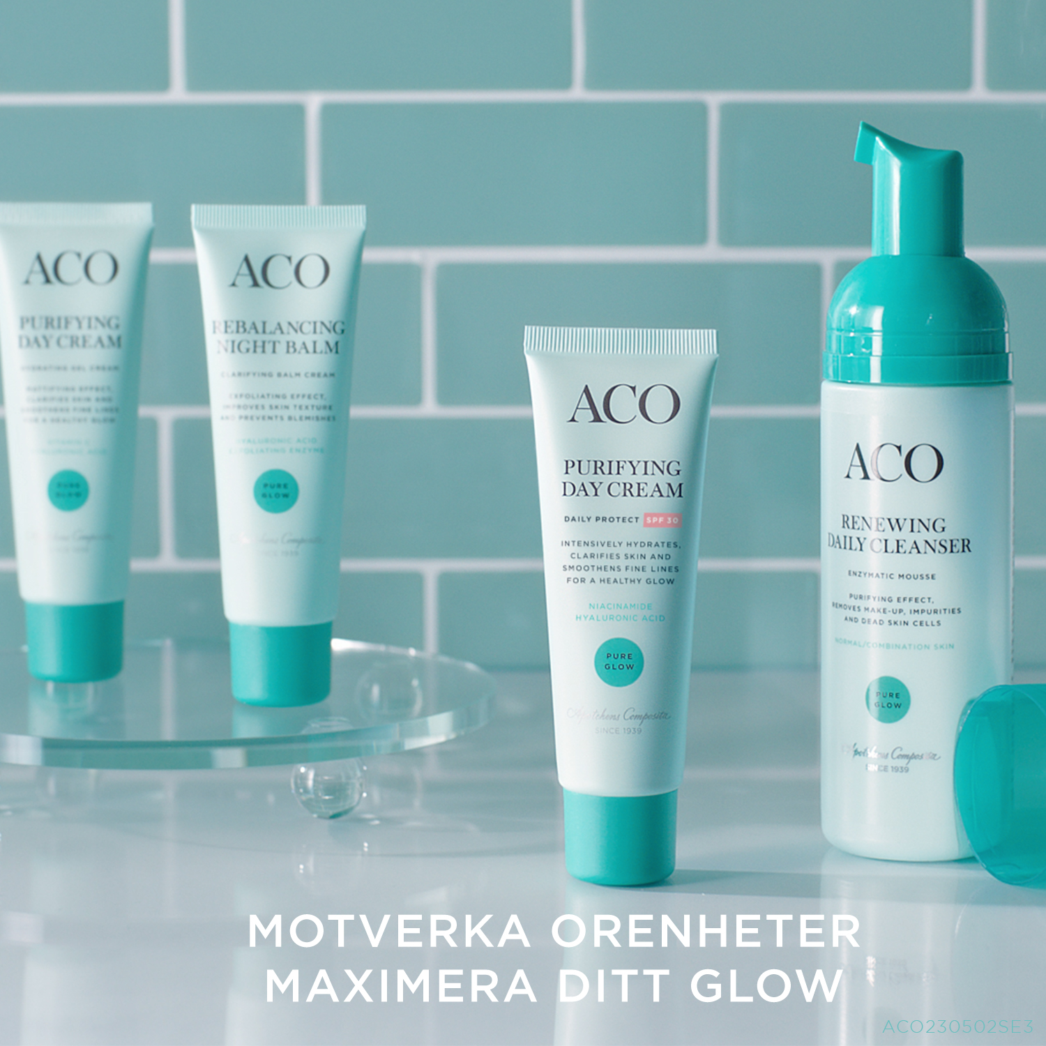 ACO Face Pure Glow Purifying Day Cream SPF30 Dagkräm 50 ml