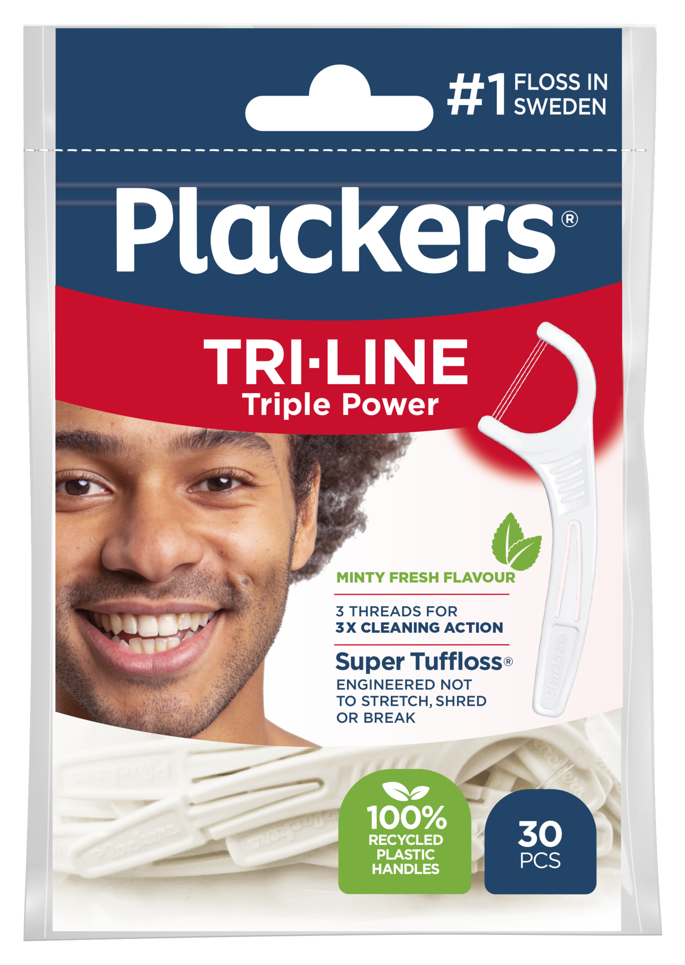 Plackers Tri-Line Triple Power Tandtrådsbygel 30 st