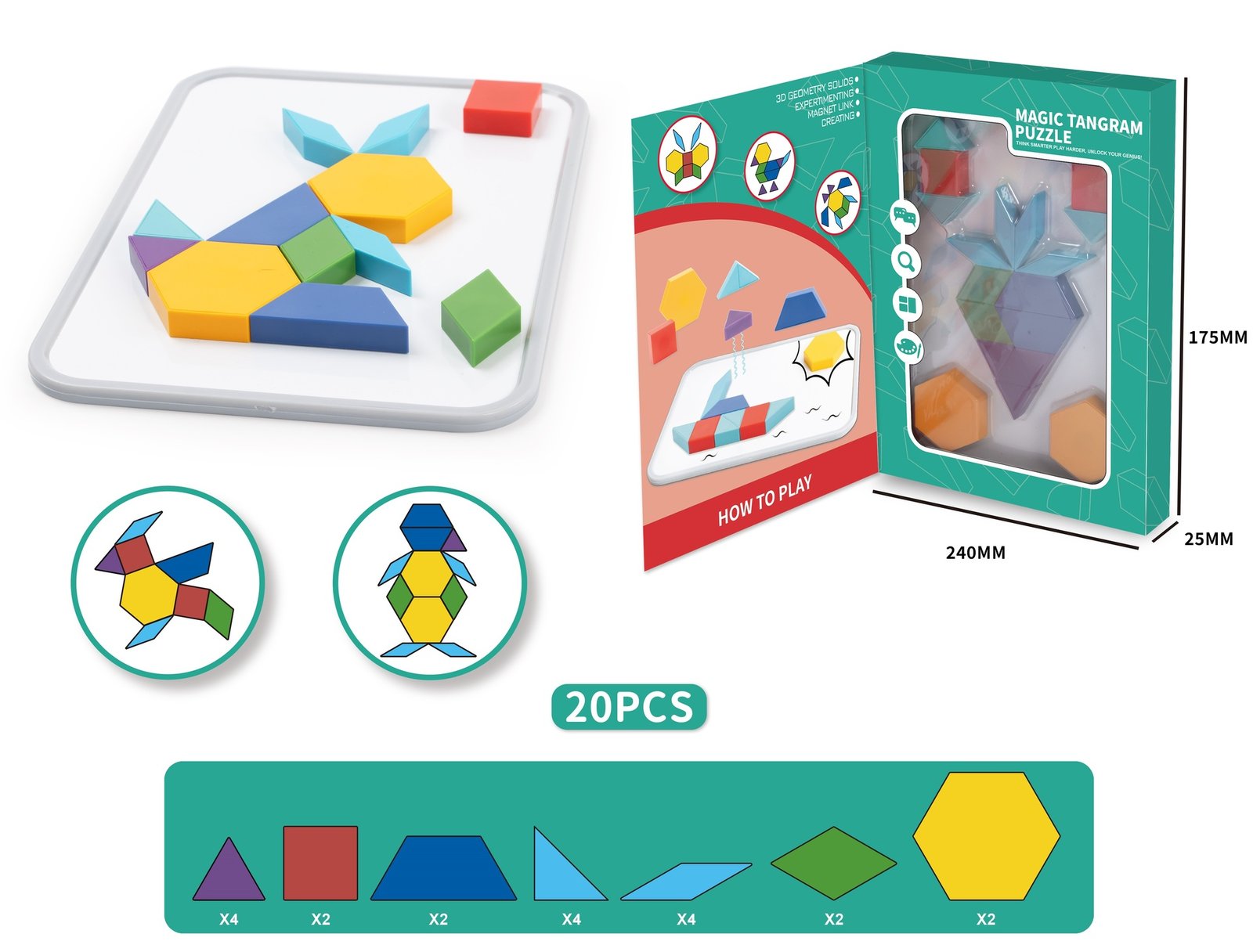 Suntoy Tangram Pussel 20 Bitar Med Rittavla