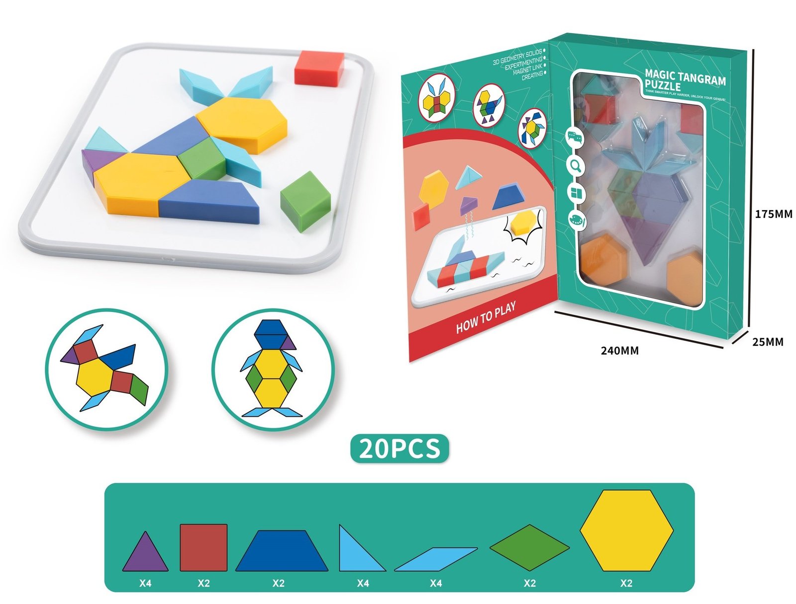 Suntoy Tangram Pussel 20 Bitar Med Rittavla