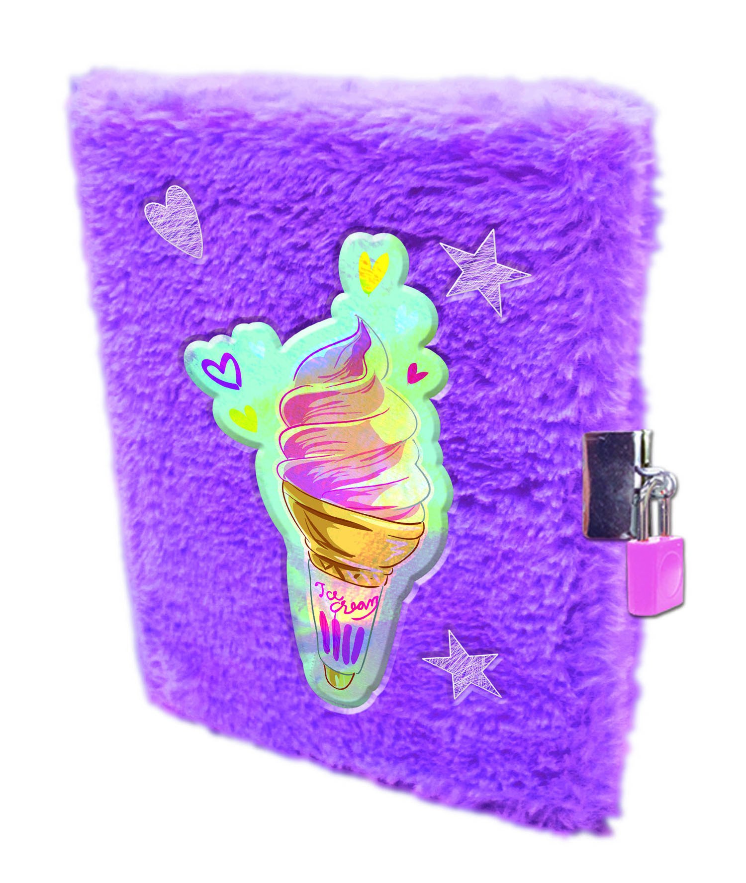 Suntoy Anteckningsbok A5 Plysch Med Lås Glass Lila 1 st