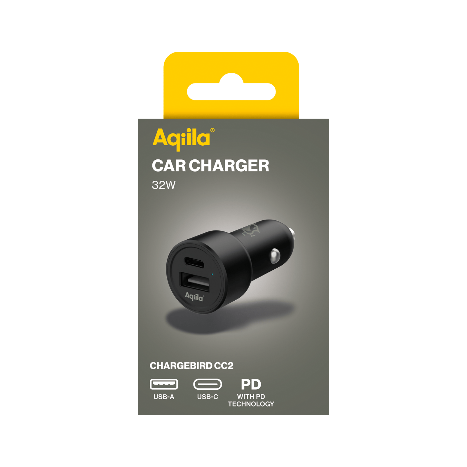 Aqiila Chargebird CC2 Billaddare USB-C + USB-A