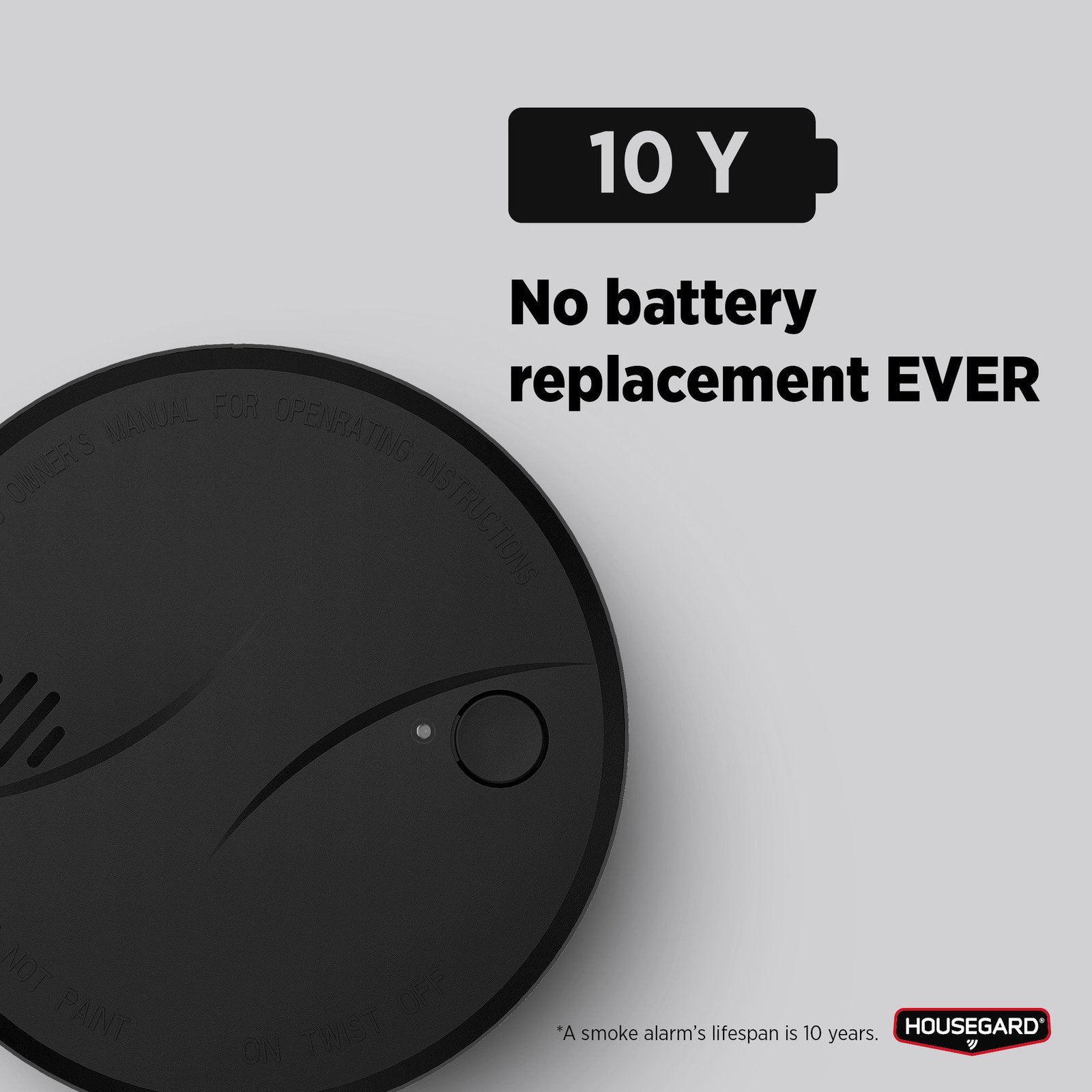 Housegard Black 10 Brandvarnare med Inbyggt 10-årsbatteri