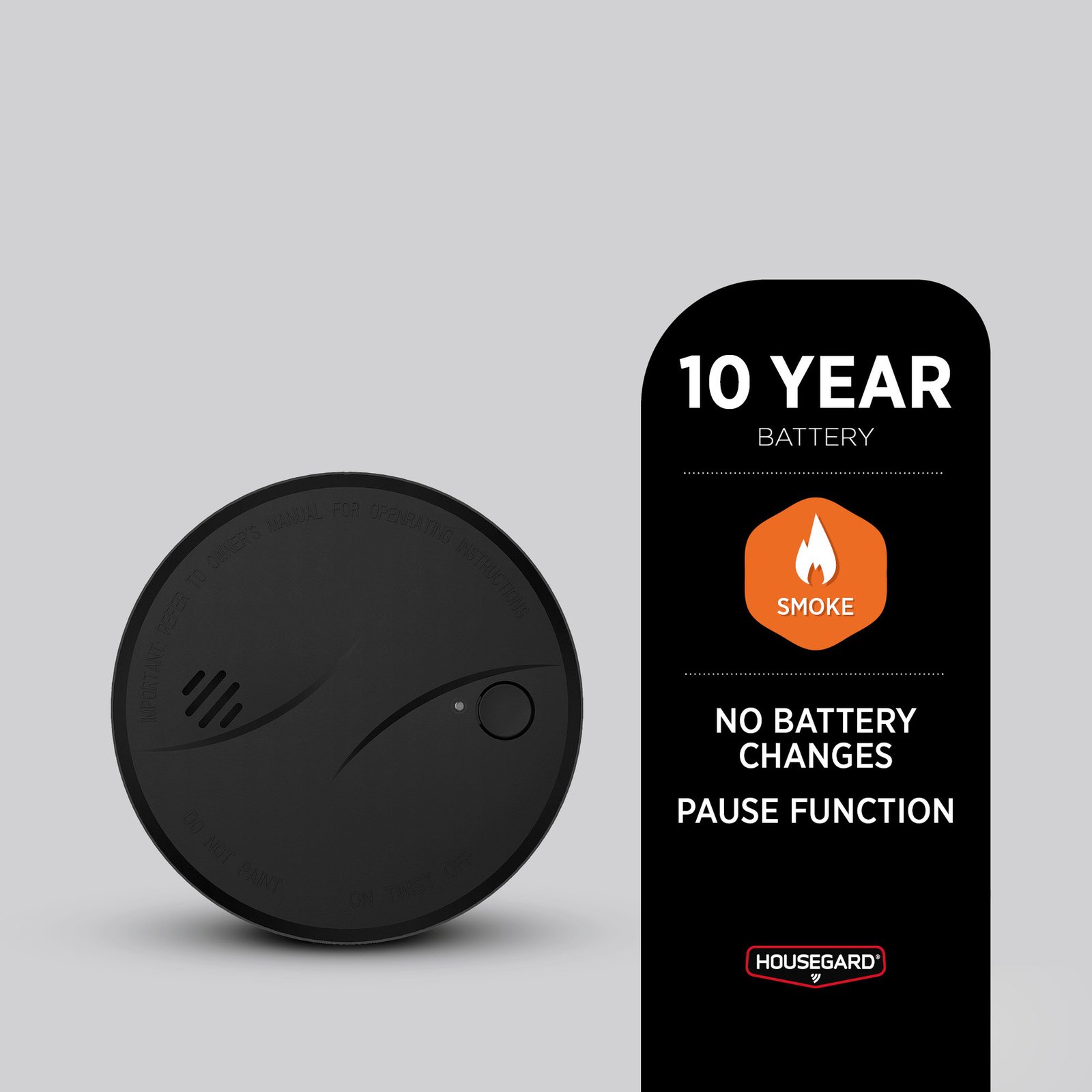 Housegard Black 10 Brandvarnare med Inbyggt 10-årsbatteri