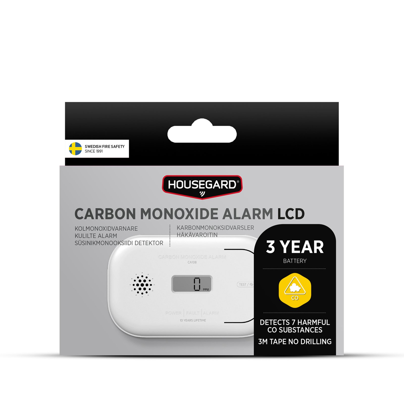 Housegard Kolmonoxidlarm CA108 med LCD inklusive 3-årsbatteri