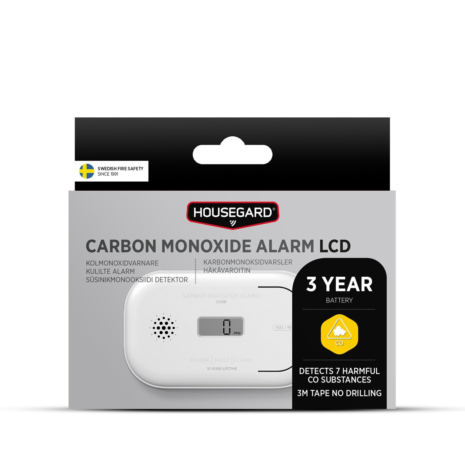 Housegard Kolmonoxidlarm CA108 med LCD inklusive 3-årsbatteri
