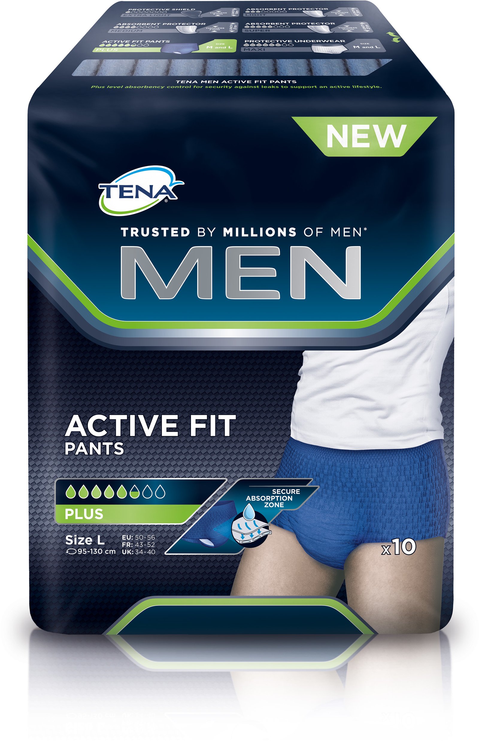 TENA Men Active Fit Inkontinenskalsong L 10 st