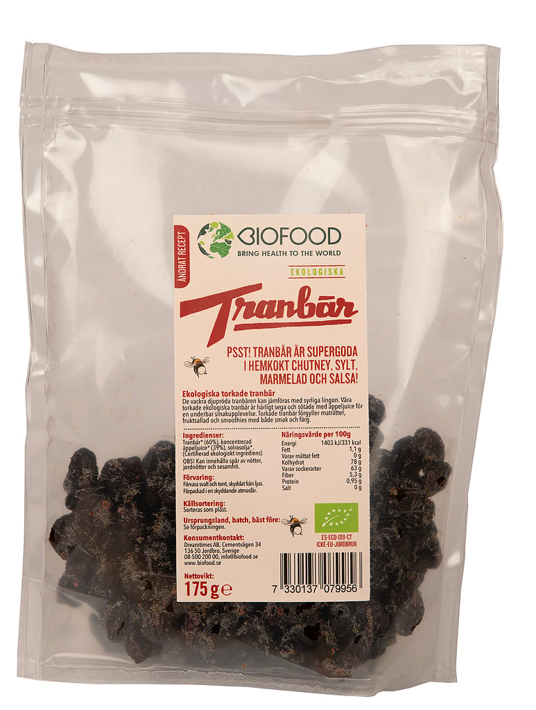 Biofood Ekologiska Tranbär 180g