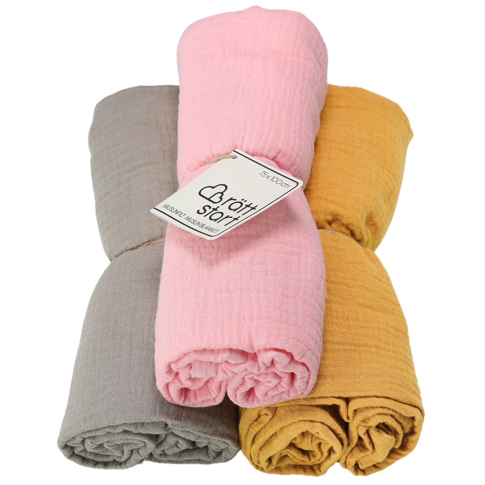 Rätt Start Rätt Start Muslinfiltar Beige, Gul & Rosa 3-pack