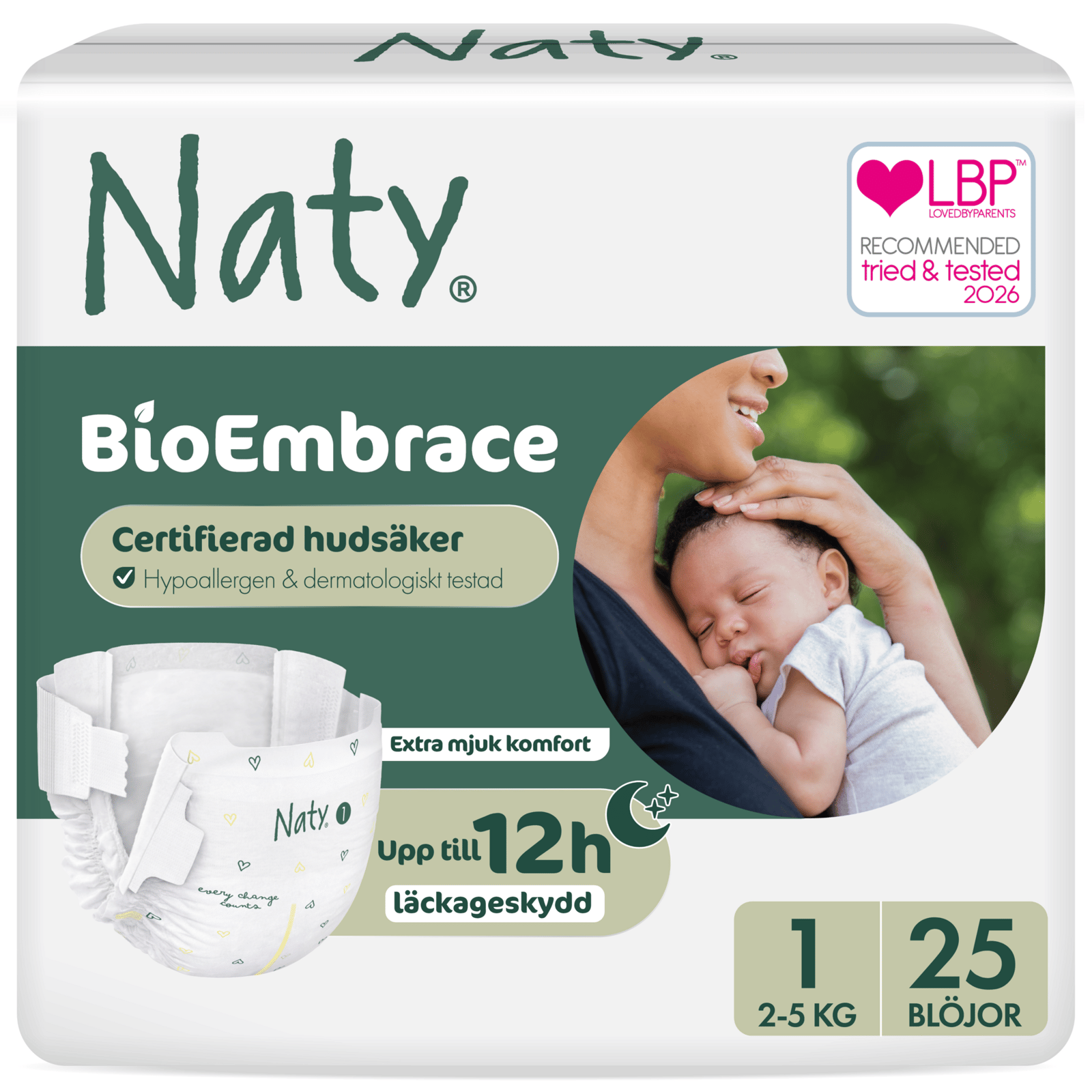 Naty Blöjor BioEmbrace strlk 1, 25 st