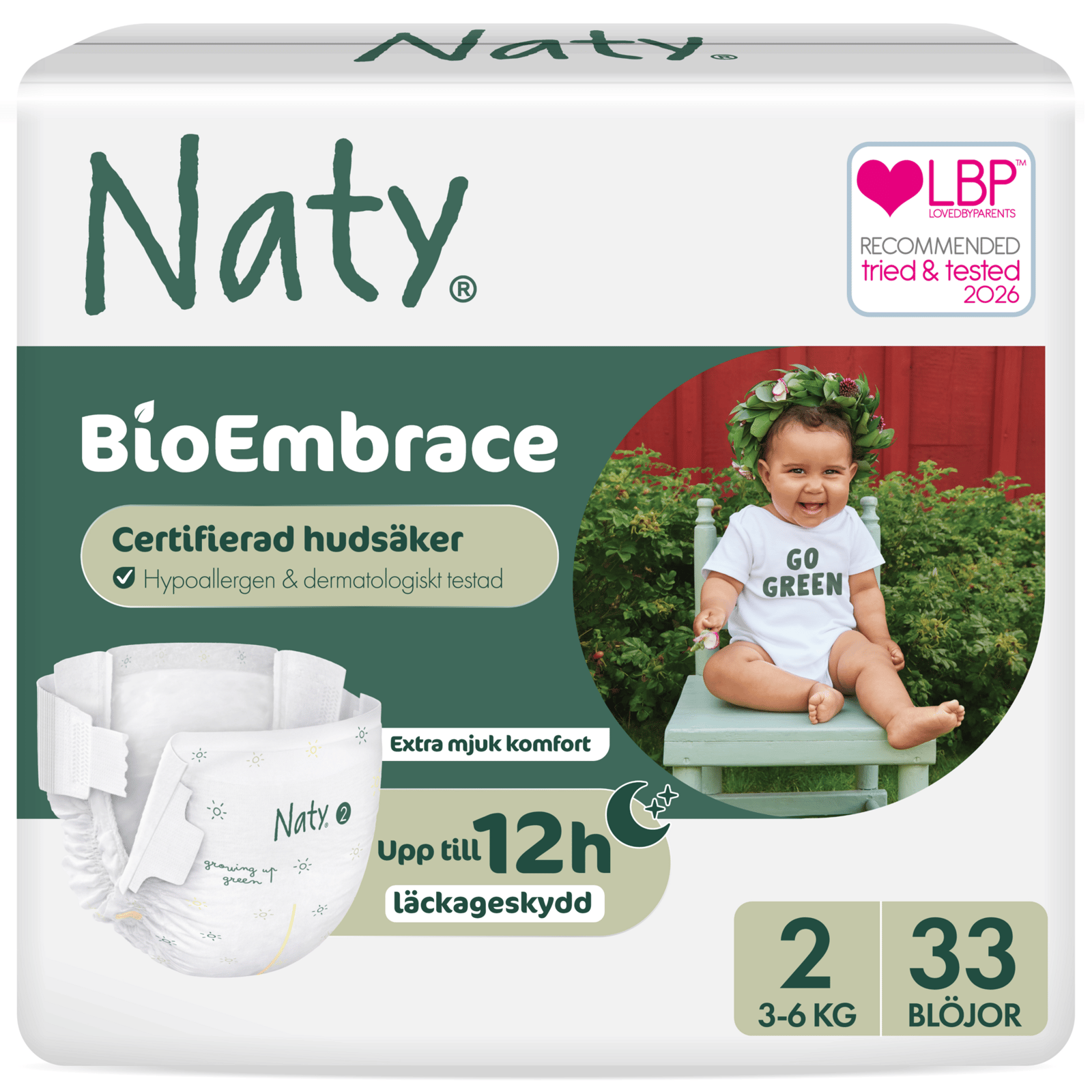 Naty Blöjor BioEmbrace strlk 2, 33 st