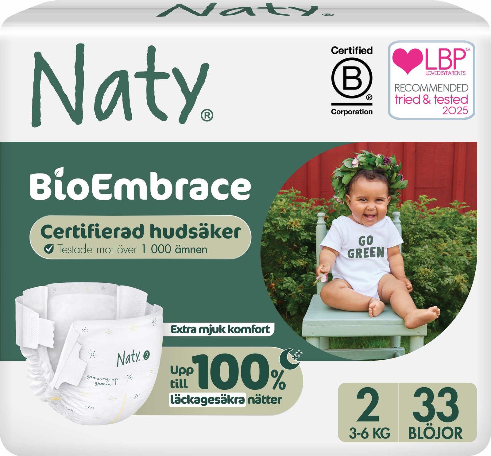 Naty Blöjor BioEmbrace strlk 2, 33 st