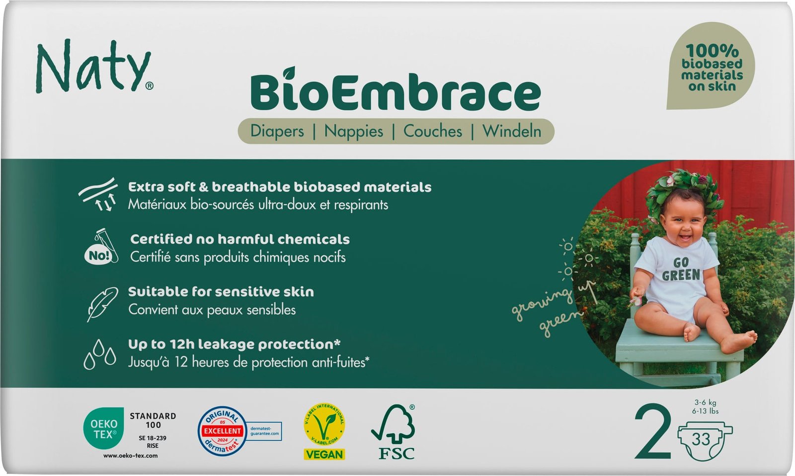 Naty Blöjor BioEmbrace strlk 2, 33 st