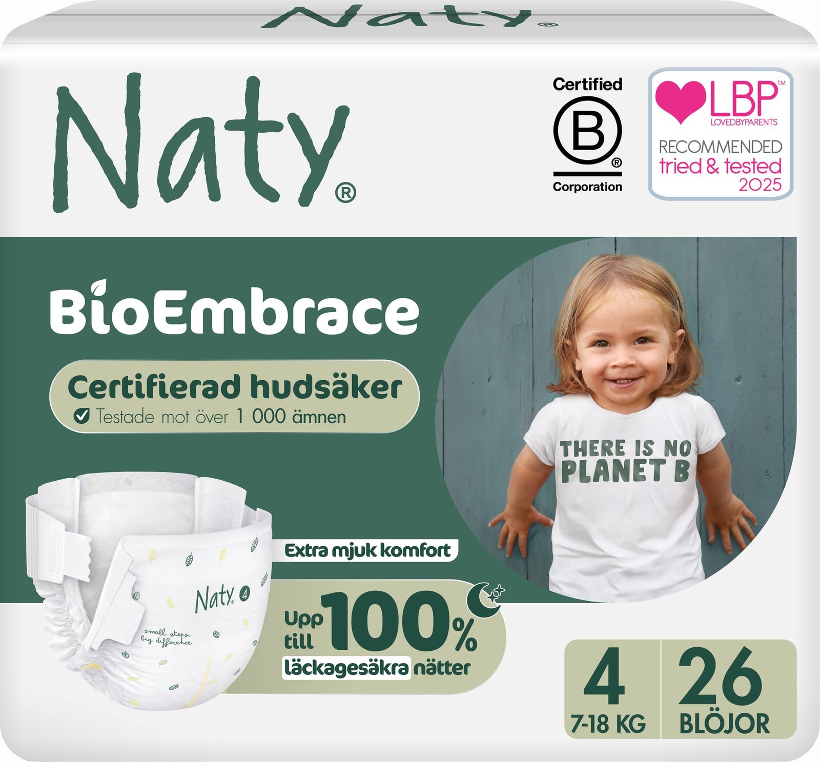 Naty Blöjor BioEmbrace strlk 4, 26 st