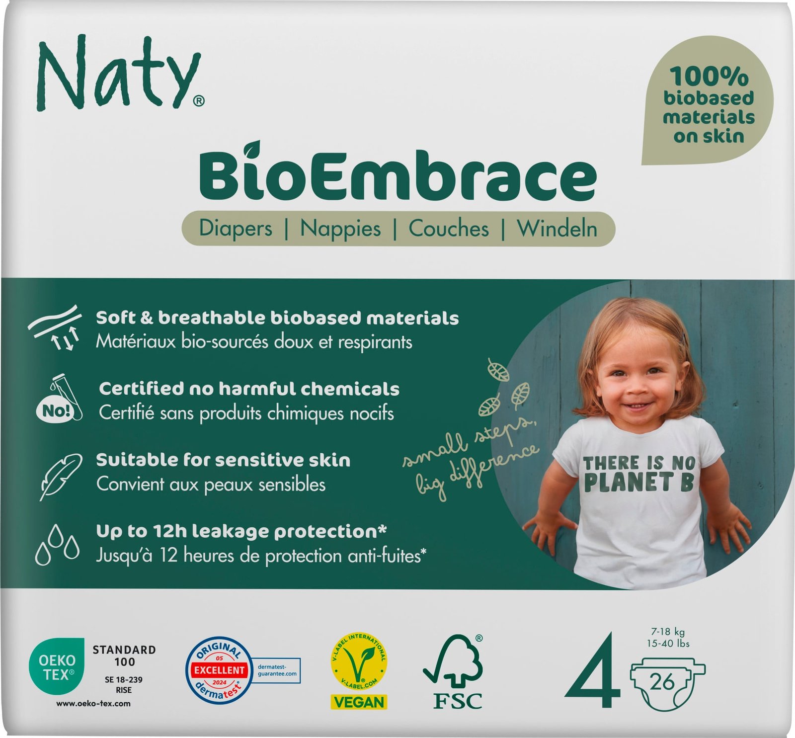 Naty Blöjor BioEmbrace strlk 4, 26 st