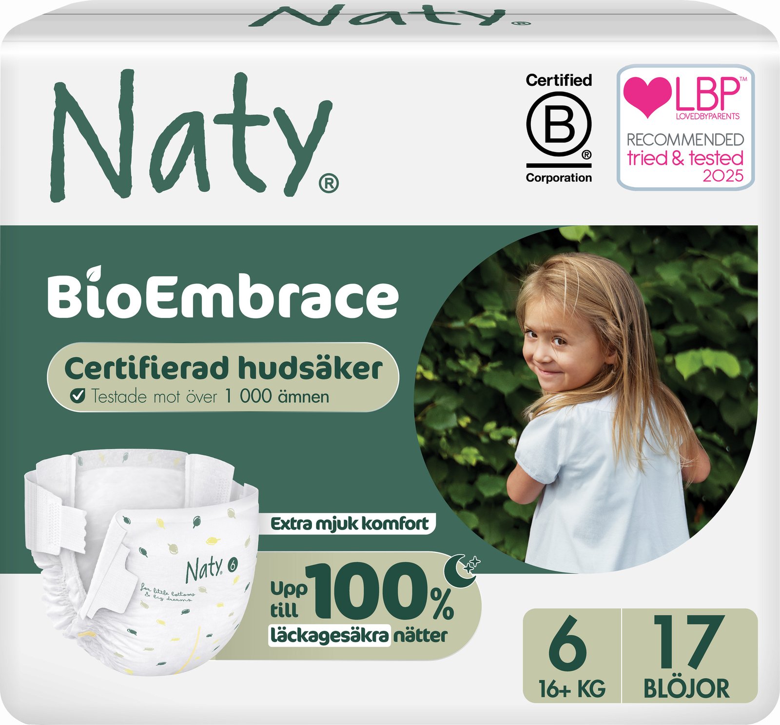 Naty Blöjor BioEmbrace strlk 6, 17 st