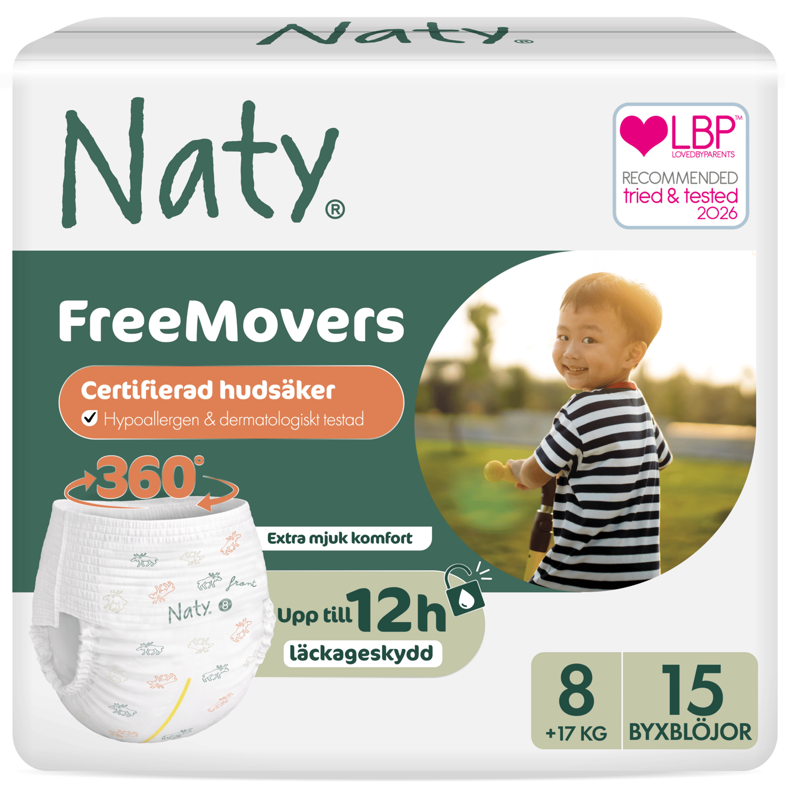 Naty Byxblöjor FreeMovers strlk 8, 15 st