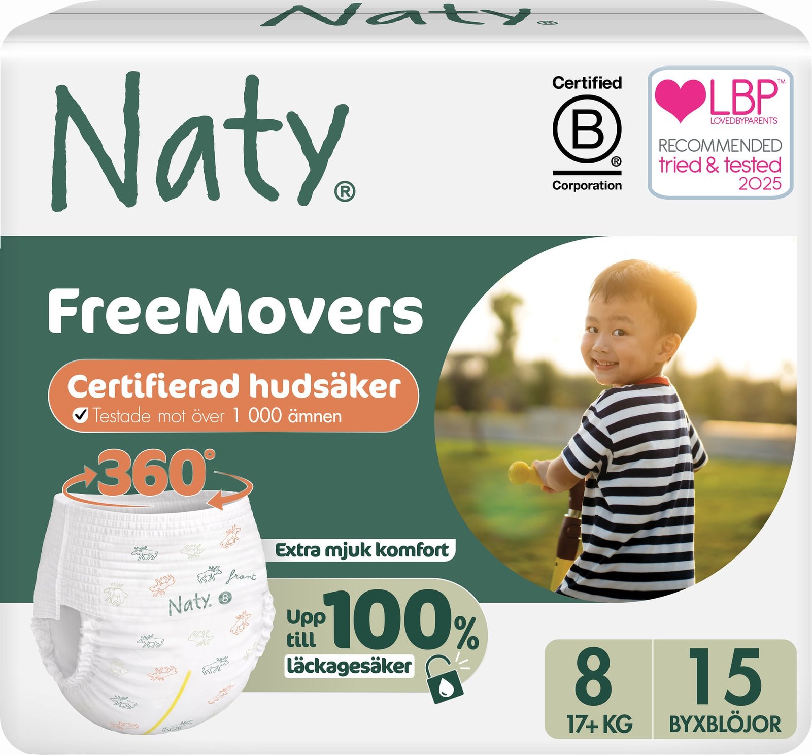 Naty Byxblöjor FreeMovers strlk 8, 15 st