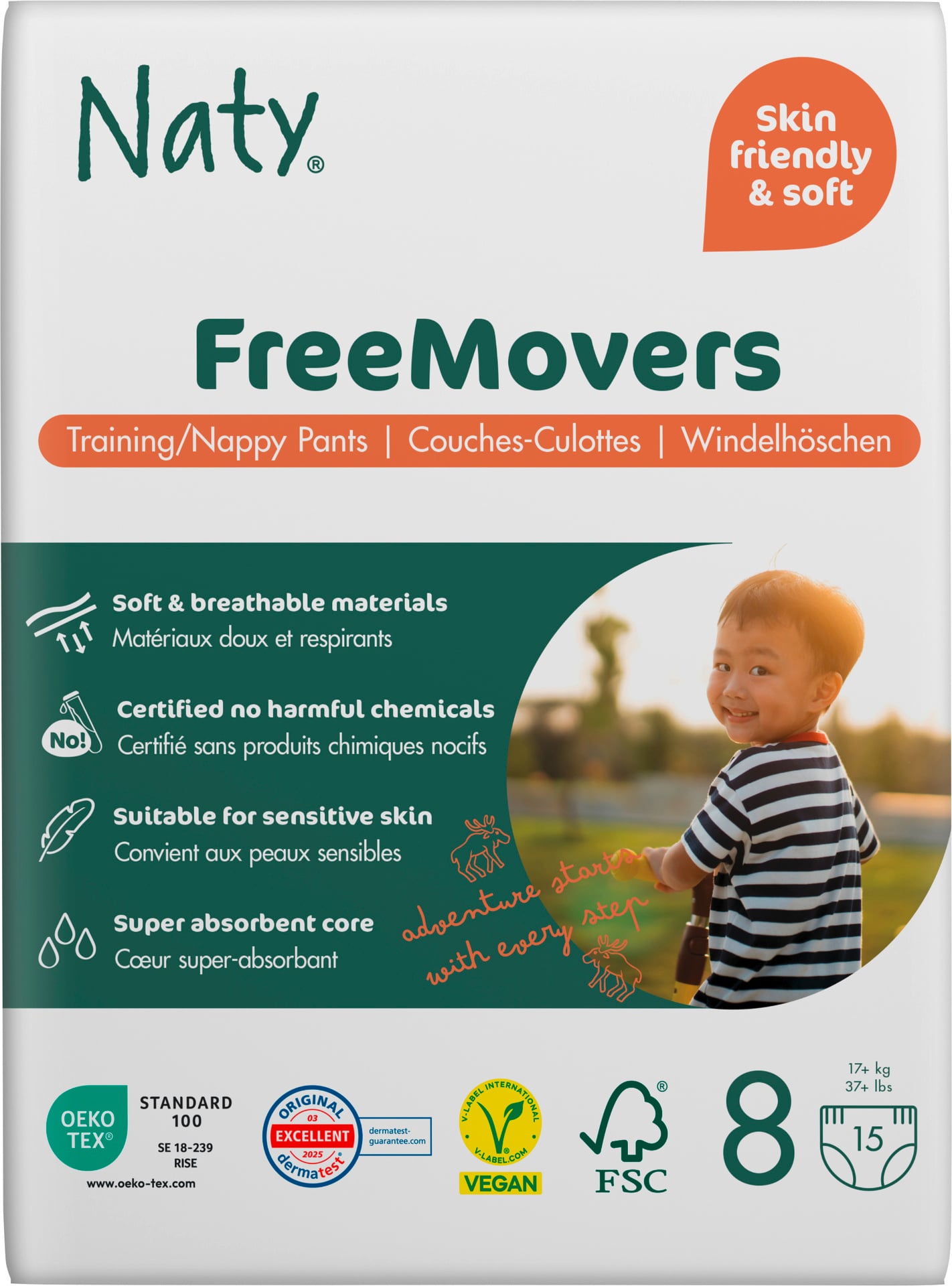 Naty Byxblöjor FreeMovers strlk 8, 15 st