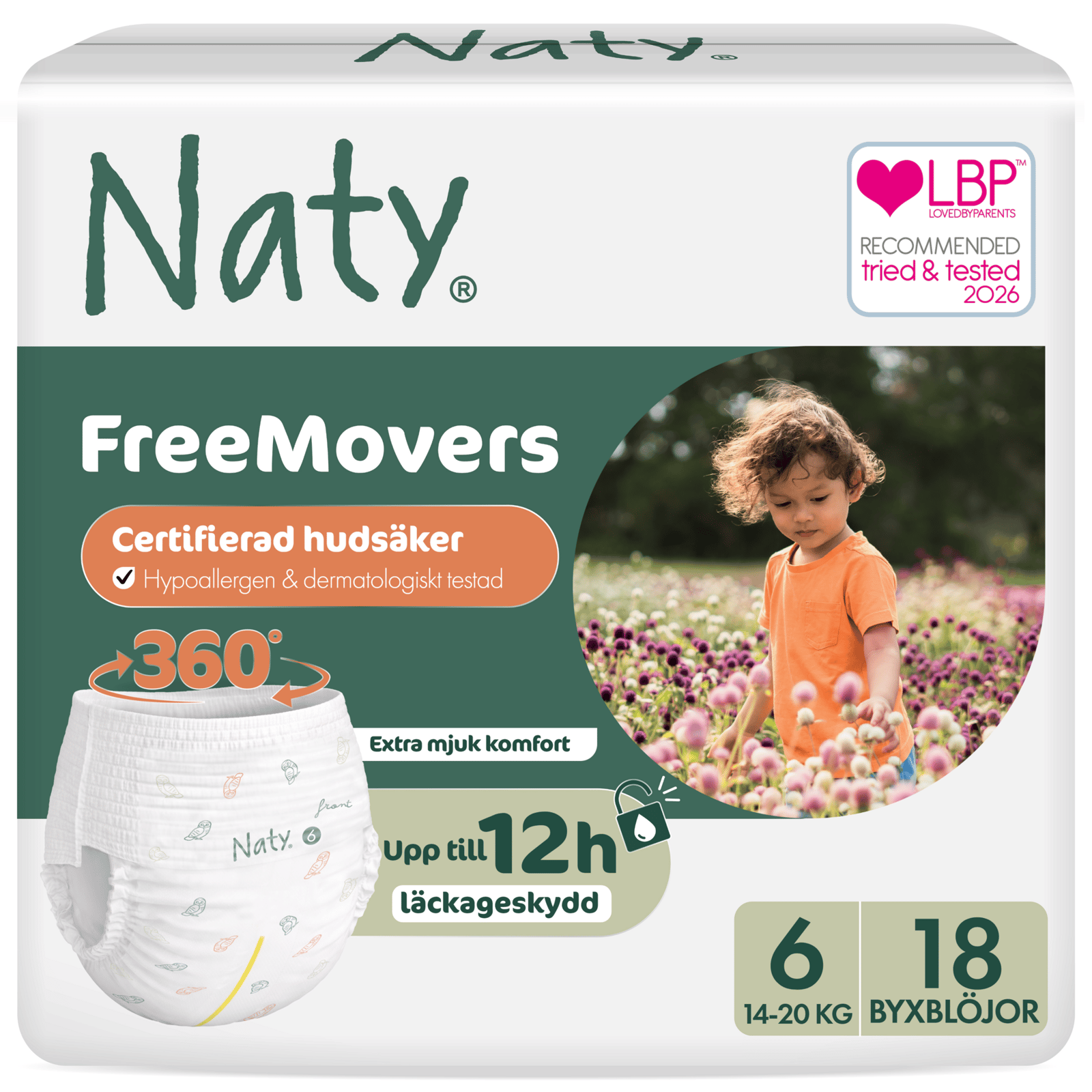 Naty Byxblöjor FreeMovers strlk 6, 18 st