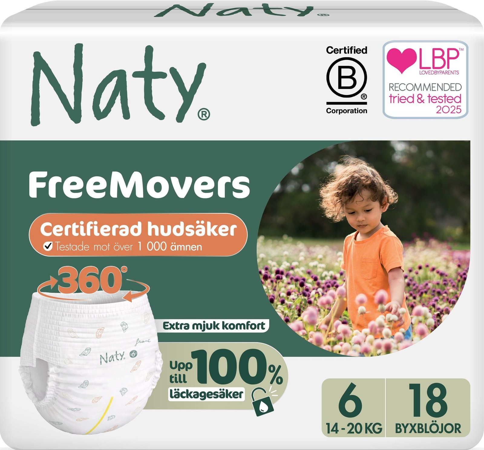 Naty Byxblöjor FreeMovers strlk 6, 18 st