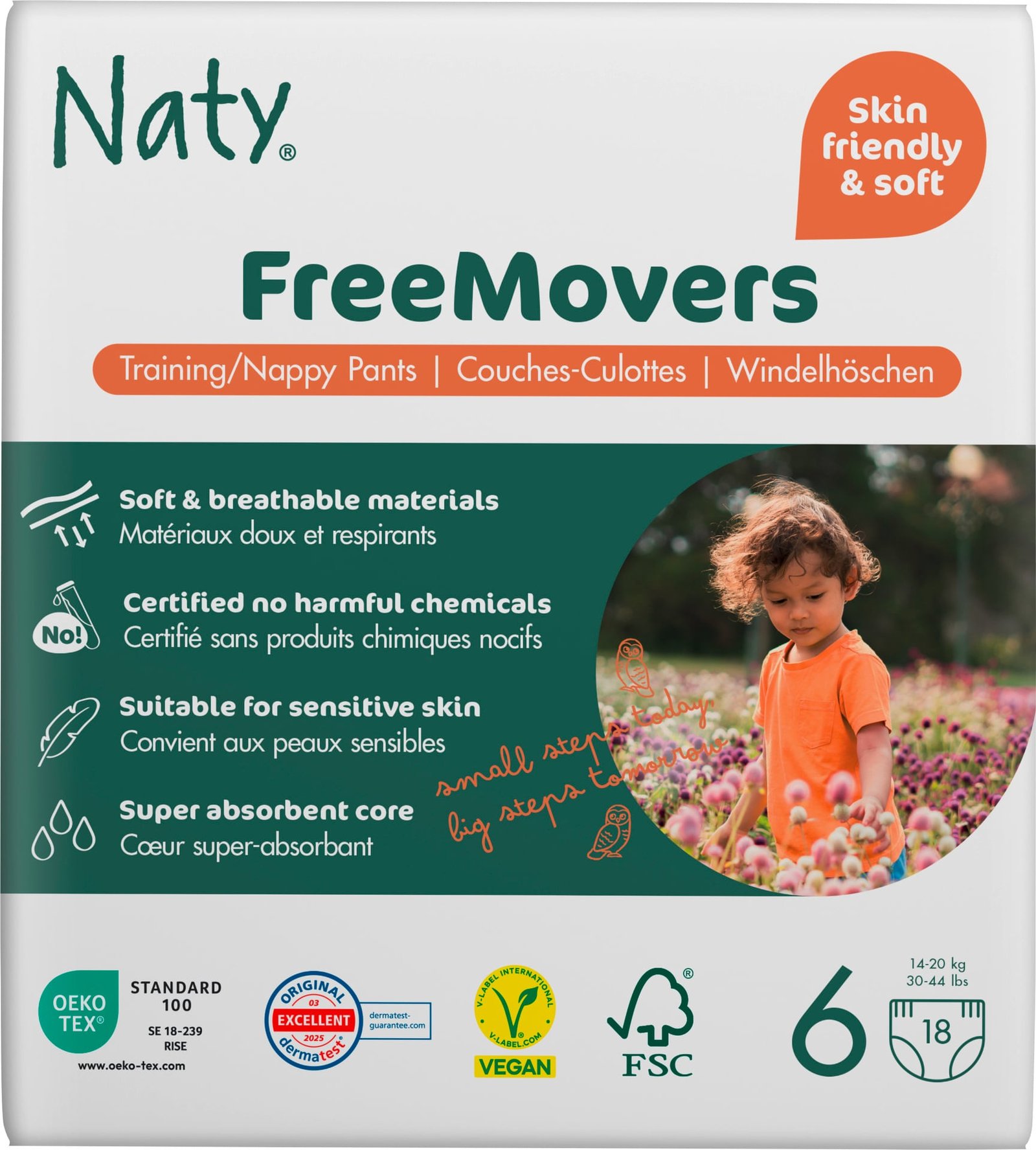 Naty Byxblöjor FreeMovers strlk 6, 18 st