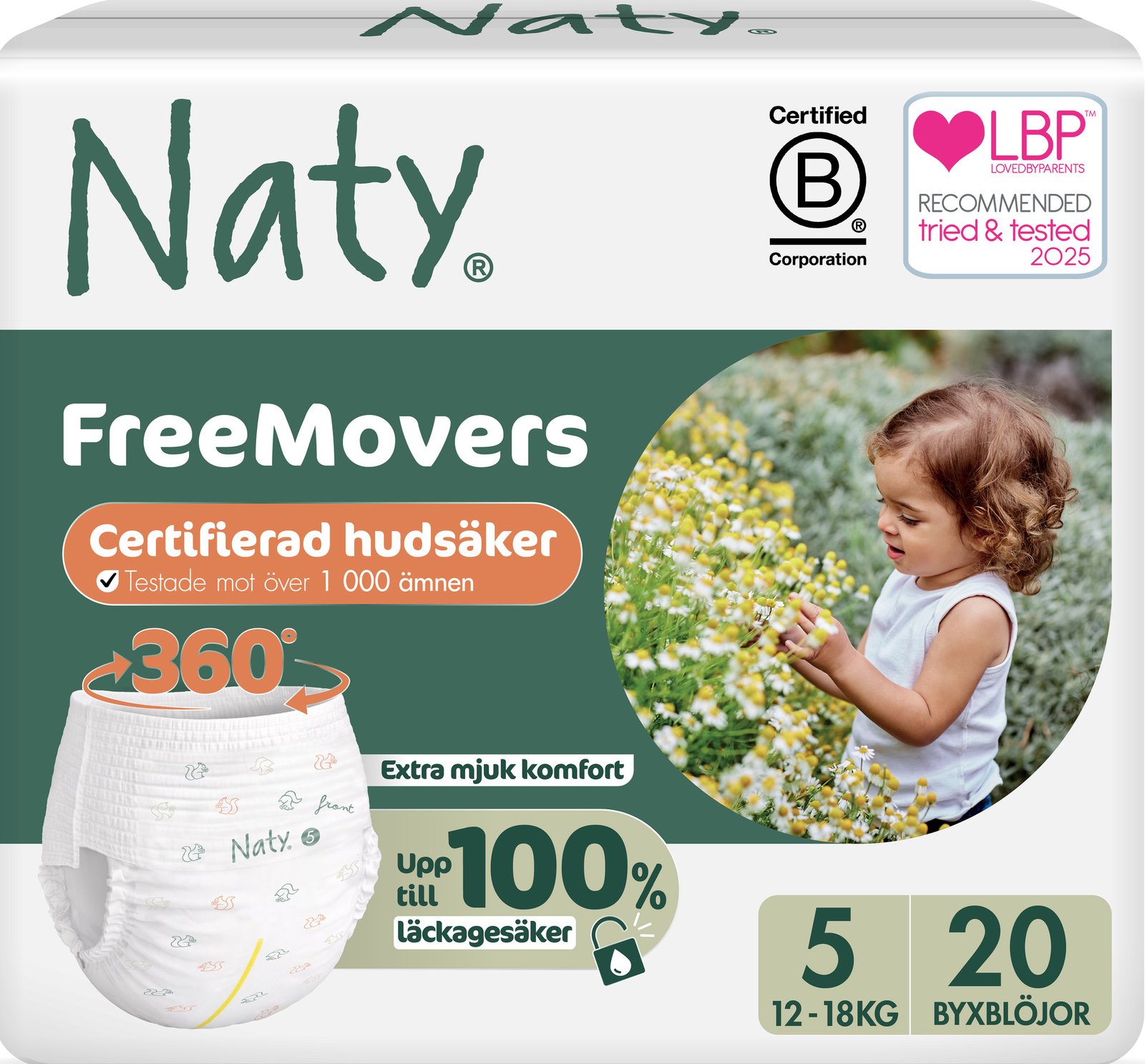 Naty Byxblöjor FreeMovers strlk 5, 20 st