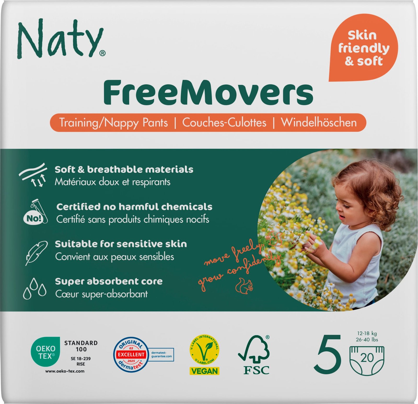 Naty Byxblöjor FreeMovers strlk 5, 20 st