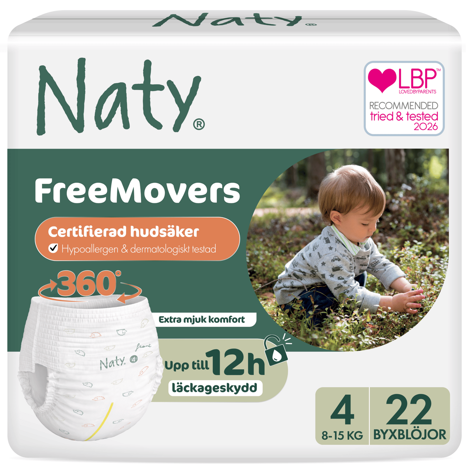 Naty Byxblöjor FreeMovers strlk 4, 22 st